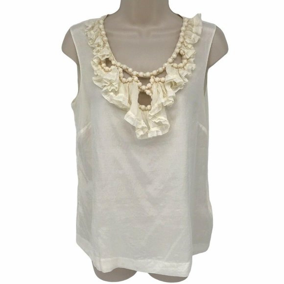 J. Crew Tops - J Crew Beaded Silk Blend Ruffle Blouse Top 4